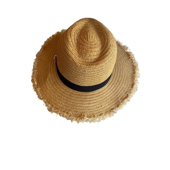 Etoile Coral Straw Sun Hat Black Ribbon Trim One Size - Picture 3 of 9